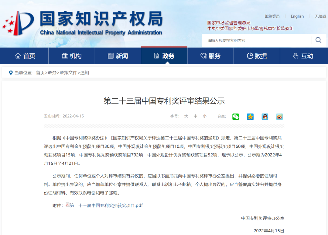 国家级！royal皇家88信息密码项目荣获国家知识产权局中国专利奖